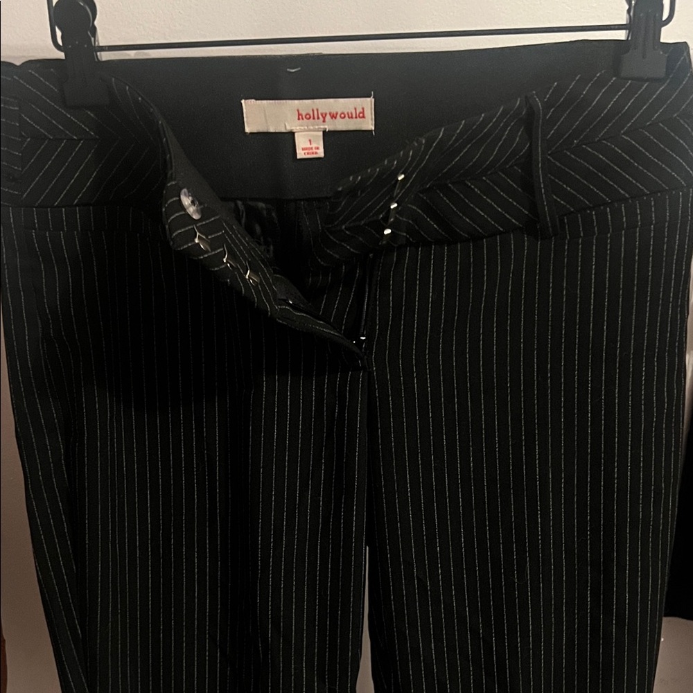 Black Pinstripe Pants by Hollywould